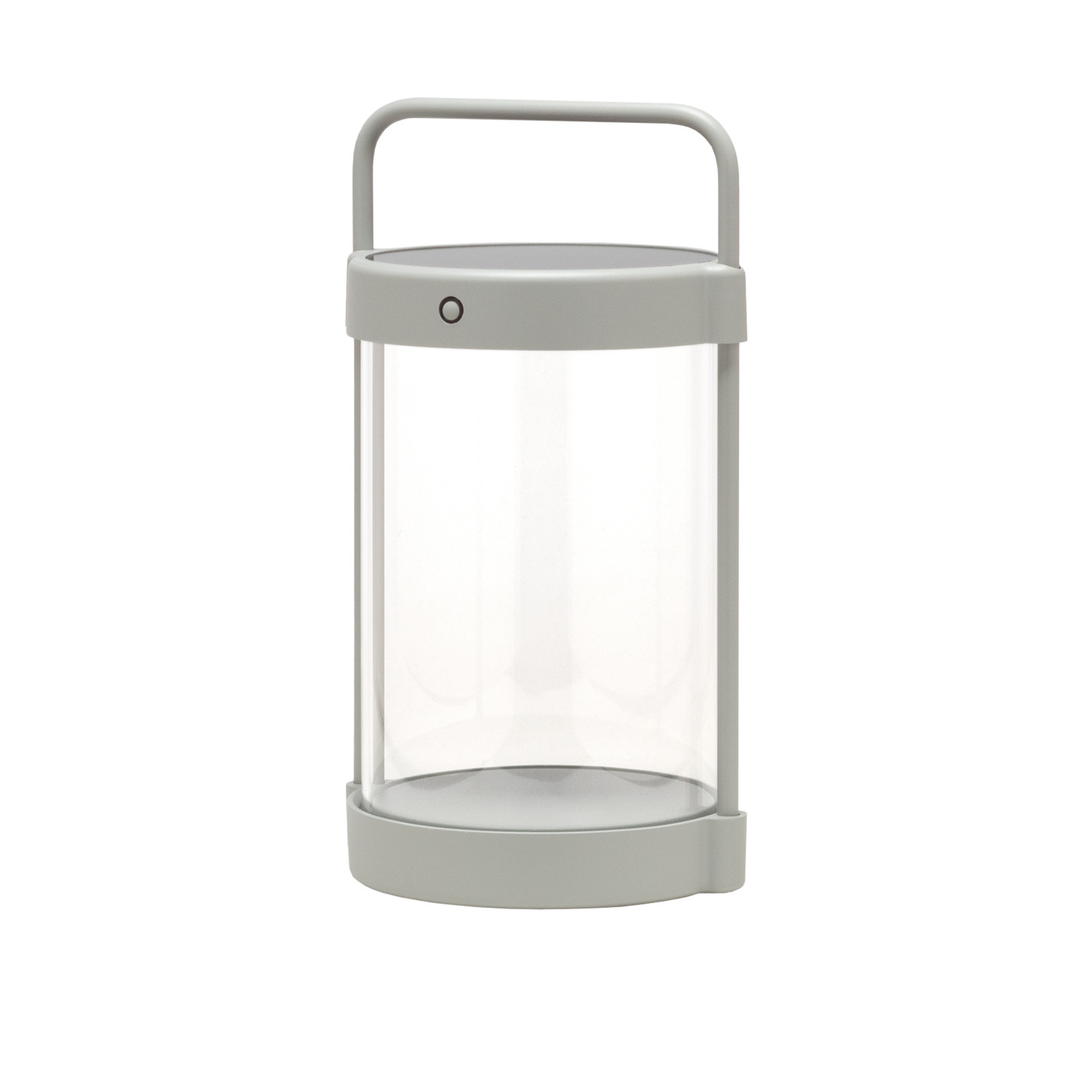 Caia LED-Solarlaterne in Grau mit Echtglaszylinder – kabellose Designleuchte für Terrasse, Balkon oder Garten