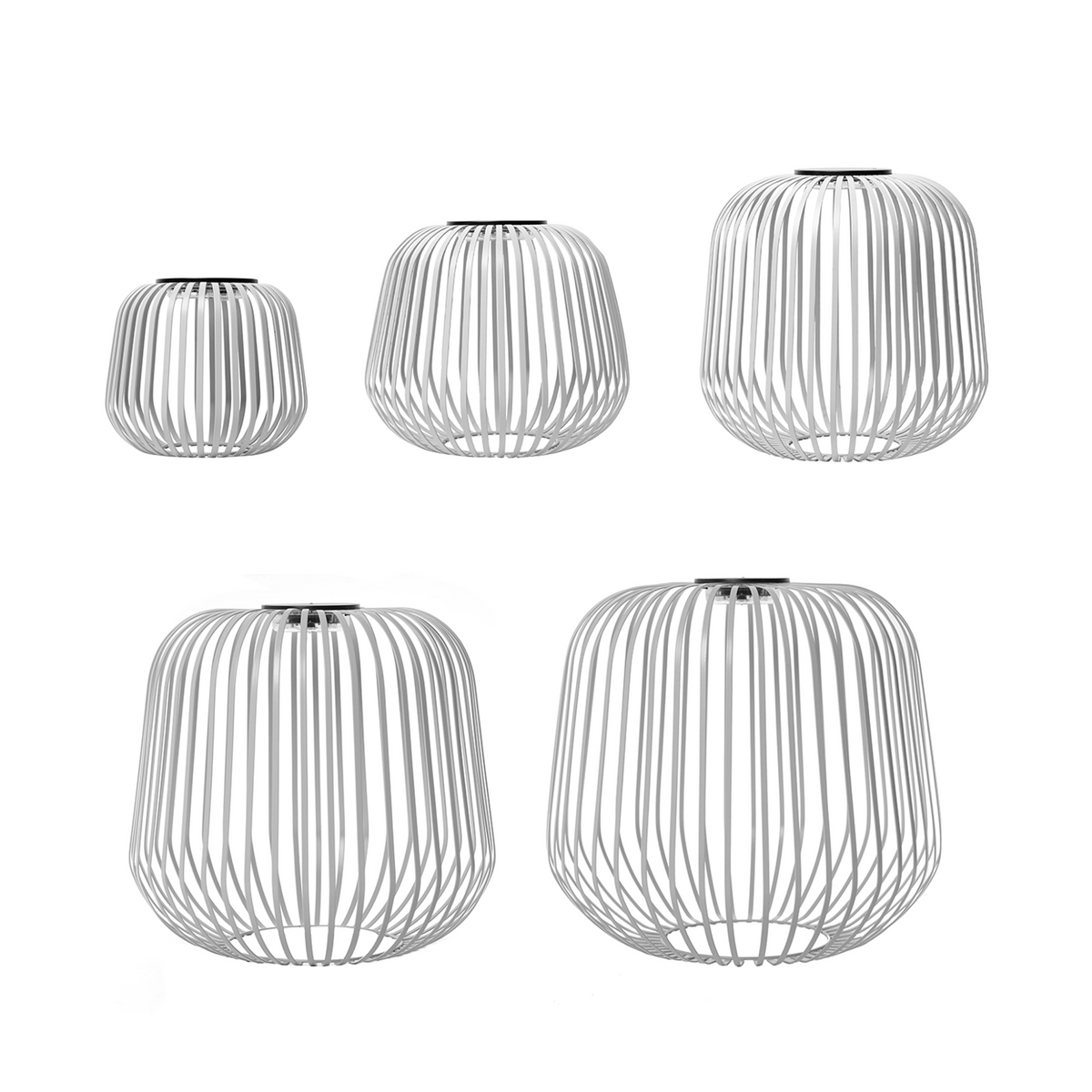 5er Set SOLIS von LUUK Studio in den Größen S, M, L, XL, XXL in Grau auf weißem Hintergrund