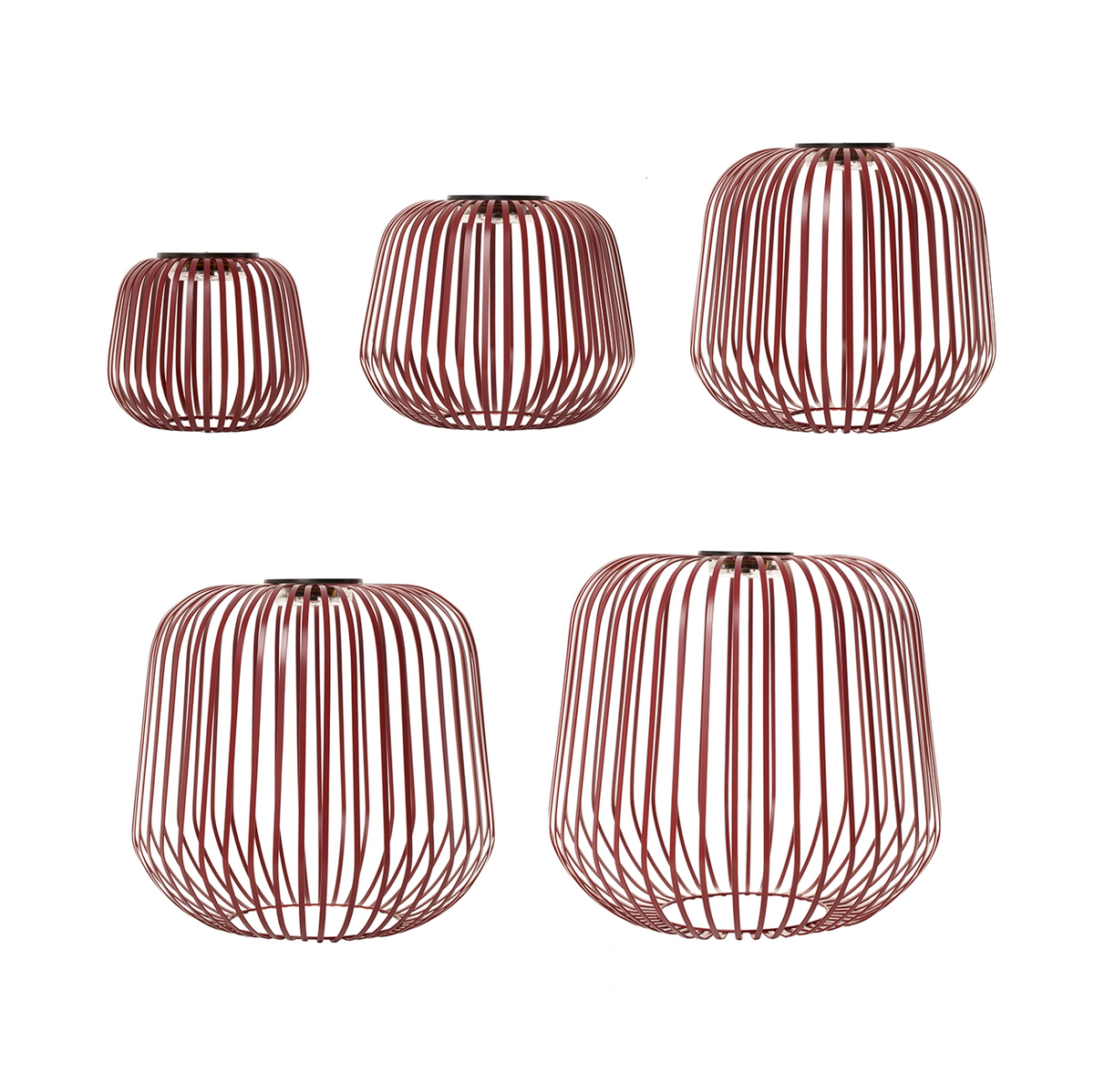 5er Set SOLIS von LUUK Studio in den Größen S, M, L, XL, XXL in Schwarzkirsche auf weißem Hintergrund