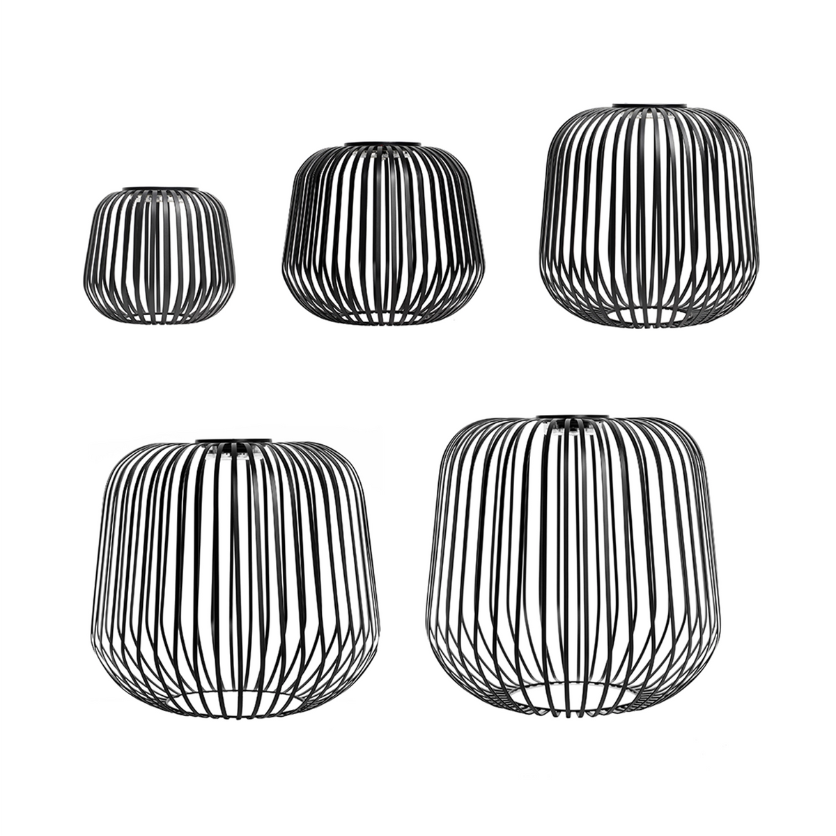 5er Set SOLIS von LUUK Studio in den Größen S, M, L, XL, XXL in Schwarz auf weißem Hintergrund