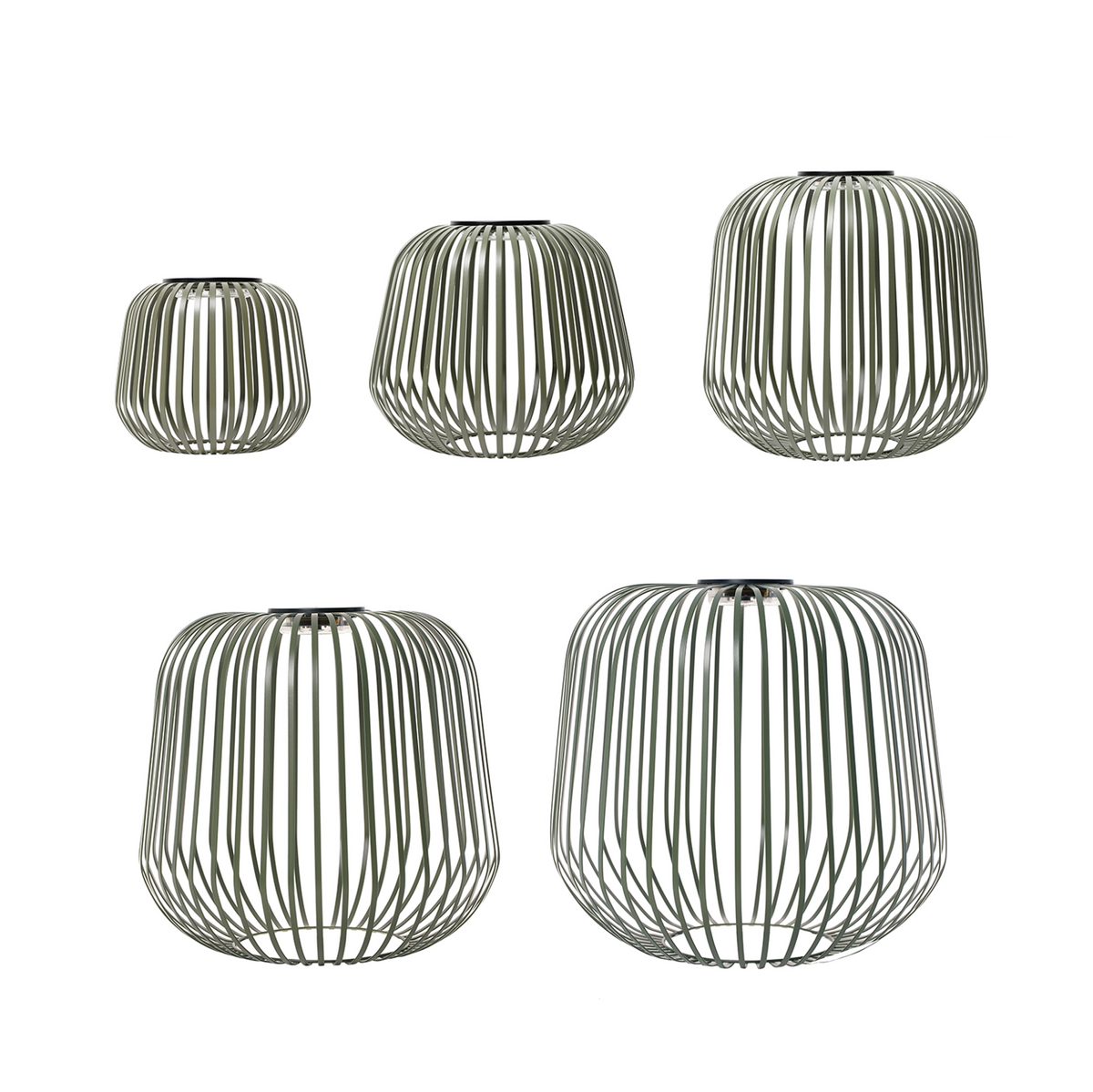 5er Set SOLIS von LUUK Studio in den Größen S, M, L, XL, XXL in Waldgrün auf weißem Hintergrund